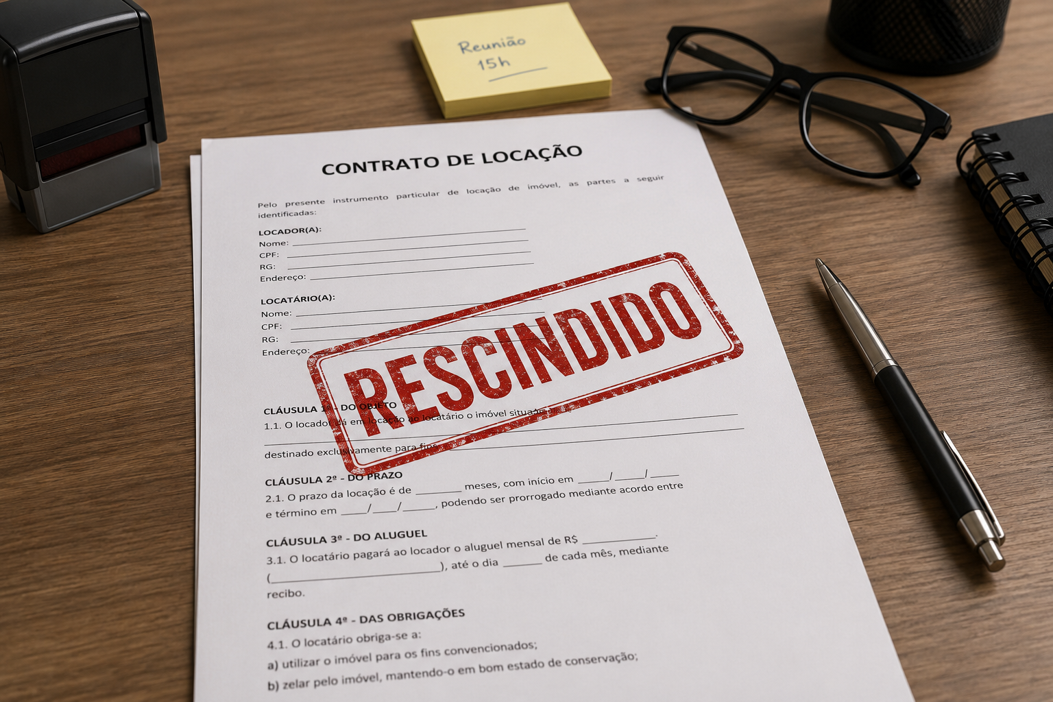 Atenção: Histórico de inadimplência autoriza o proprietário a rescindir o contrato de locação.